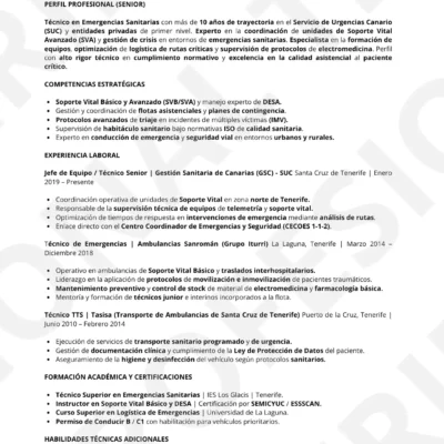 Vista Previa CV Rául Martinez Técnico en Transporte Sanitario ( TTS), Optimizado ATS, estructura limpia.