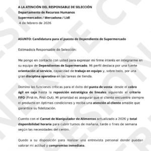 Vista previa de currículum para Dependiente/a de comercio en Tenerife, diseño profesional optimizado para filtros ATS.