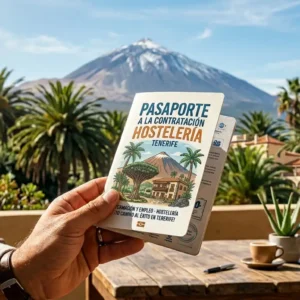 Portada de la guía Pasaporte a la Contratación, manual para conseguir empleo en el sector de hostelería en Tenerife.