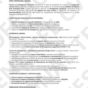 Vista Previa de CV Técnico en Transporte Sanitario, optimizado para ATS y limpio