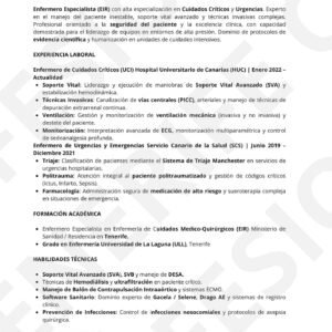 CV Enfermero Especialista-EIR, optimizado para ATS , y limpio