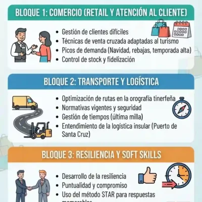 Infografía Pasaporte al éxito laboral: Comercio y transporte.