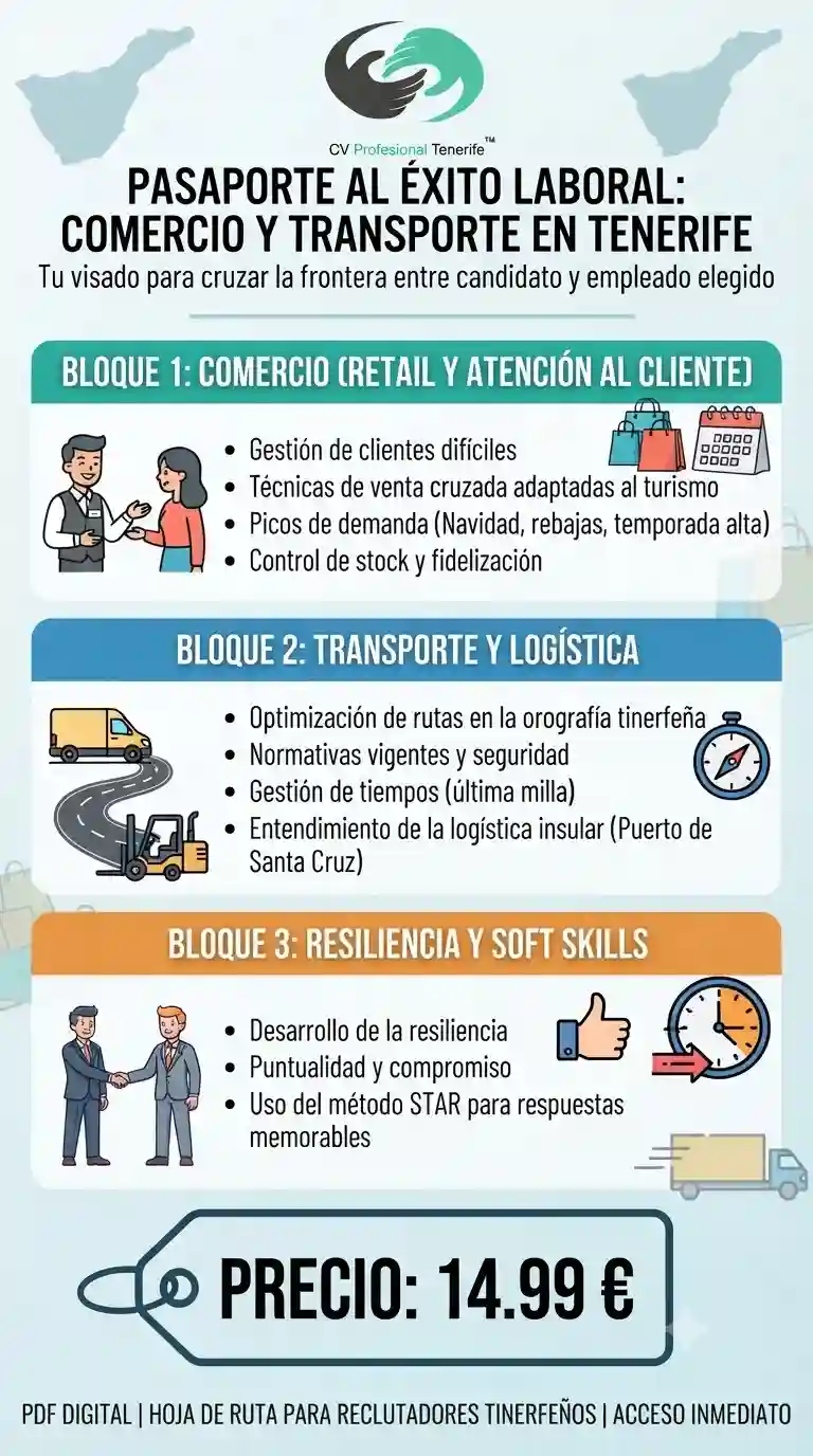 Gemini Generated Image ycb3ffycb3ffycb3 | CV Profesional Tenerife™ Infografía Pasaporte al éxito laboral: Comercio y transporte.