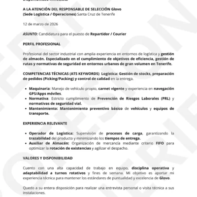 Vista previa Carta de Presentación Roberto Santana Díaz optimizado para Filtros ATS, estructura limpia.