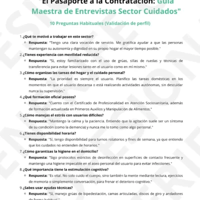 Guía especializada para entrevistas en el sector cuidados y ayuda a domicilio.