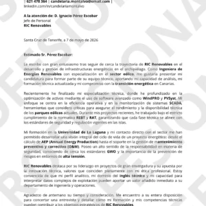Vista previa: Carta de Presentación Técnica para Mantenimiento de Parques Eólicos | Optimización ATS y Estructura Profesional