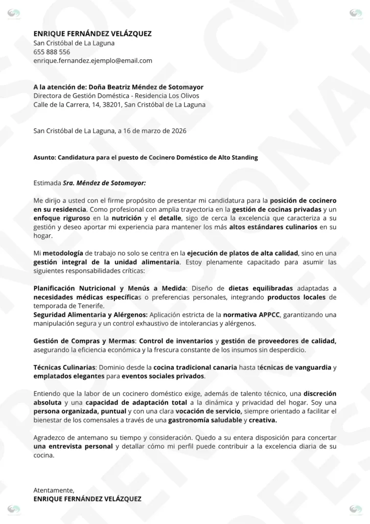 VISTA PREVIA Pack Cocinero Domestico 4 | CV Profesional Tenerife™